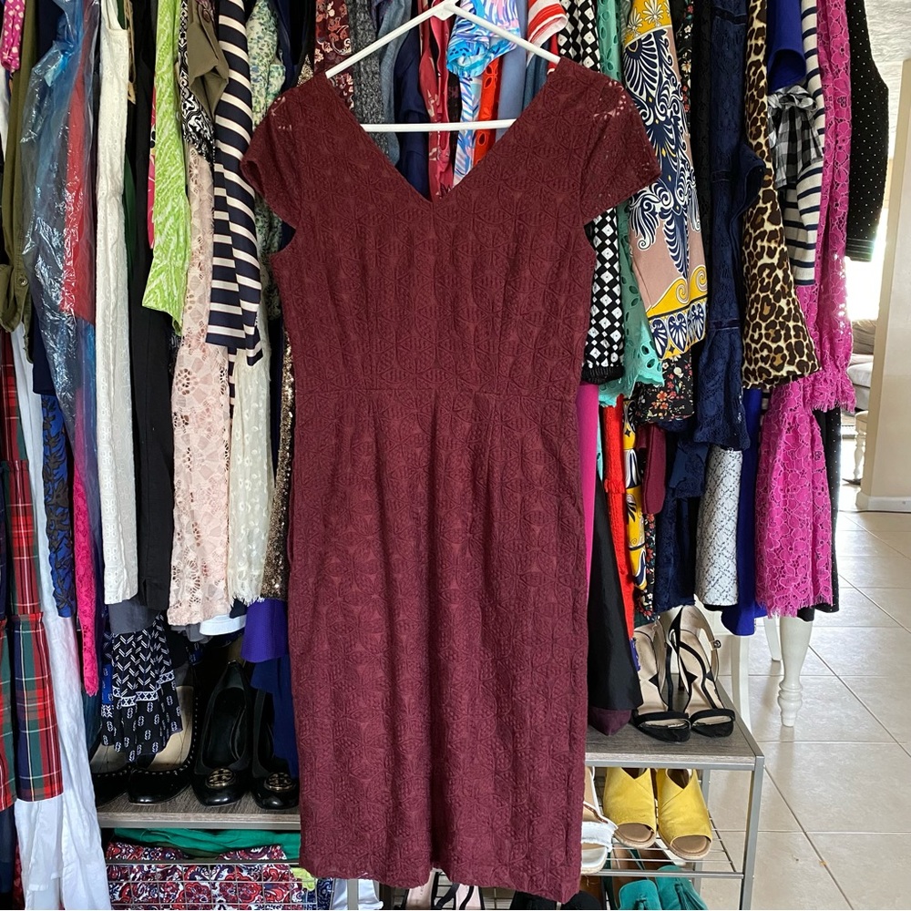 EUC Lands End Cap Sleeve Sheer Overlay Dress Size 2